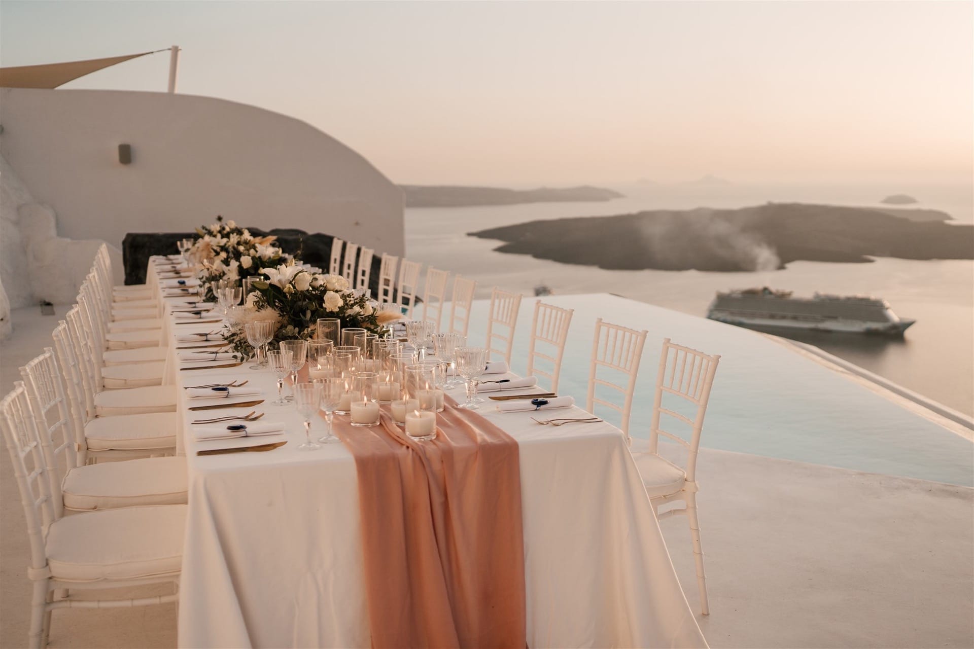 Decorated Dining Venue during sunset