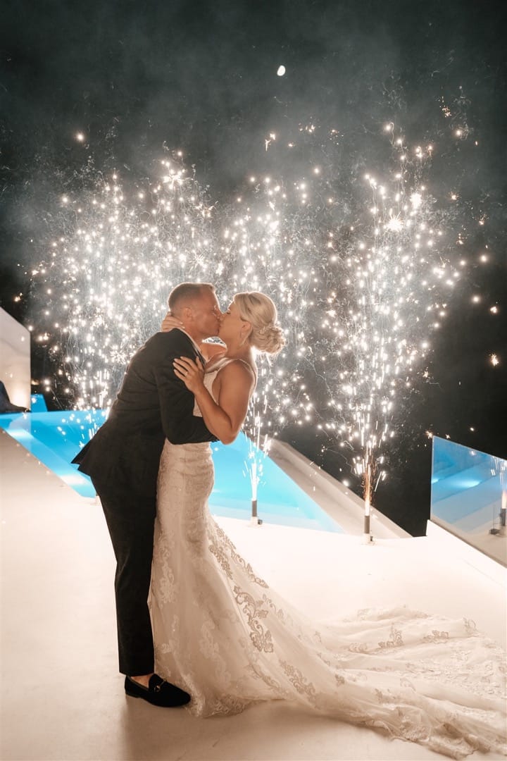 Groom and Bride romantic kiss