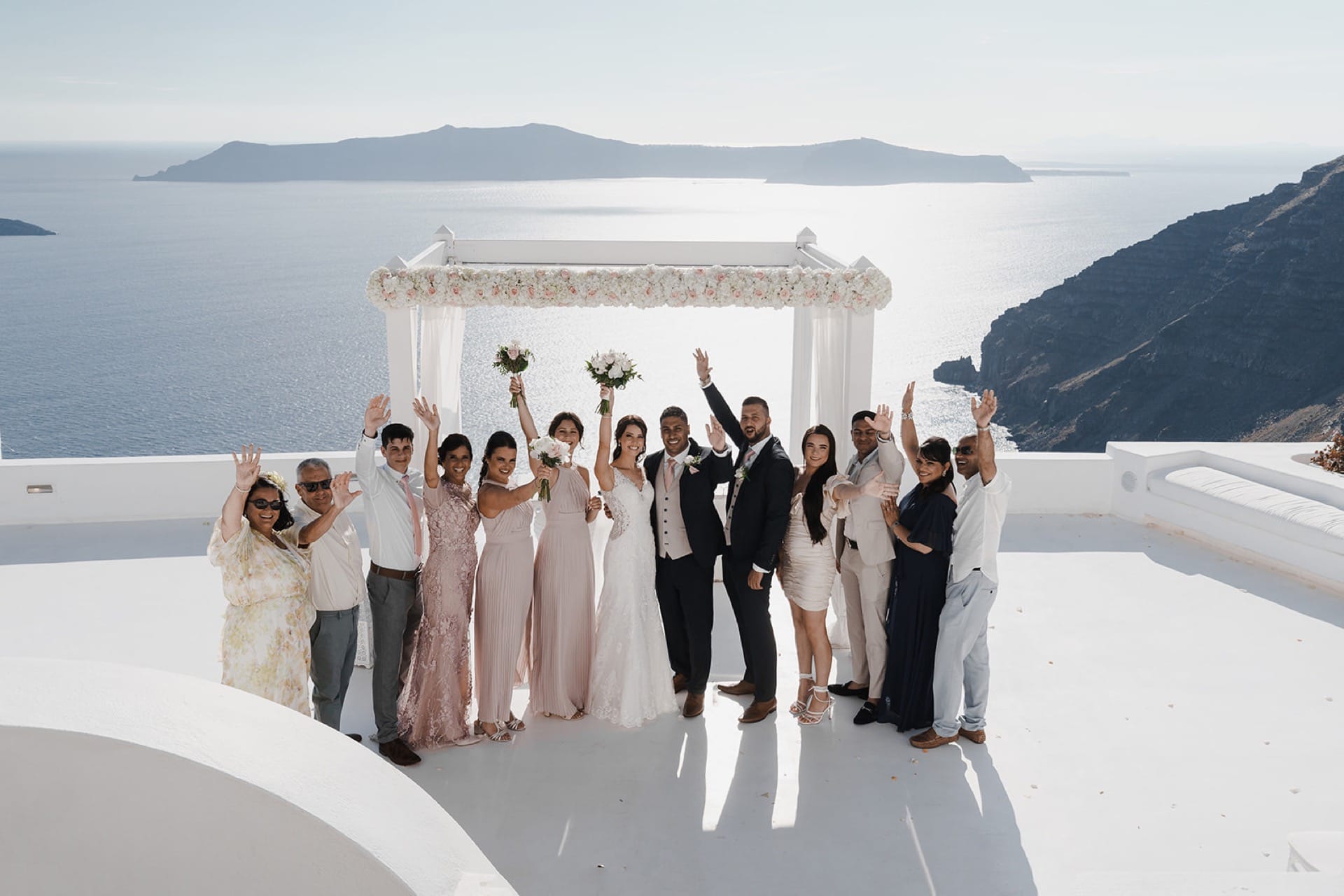 Wedding Celebration with married couple and guests