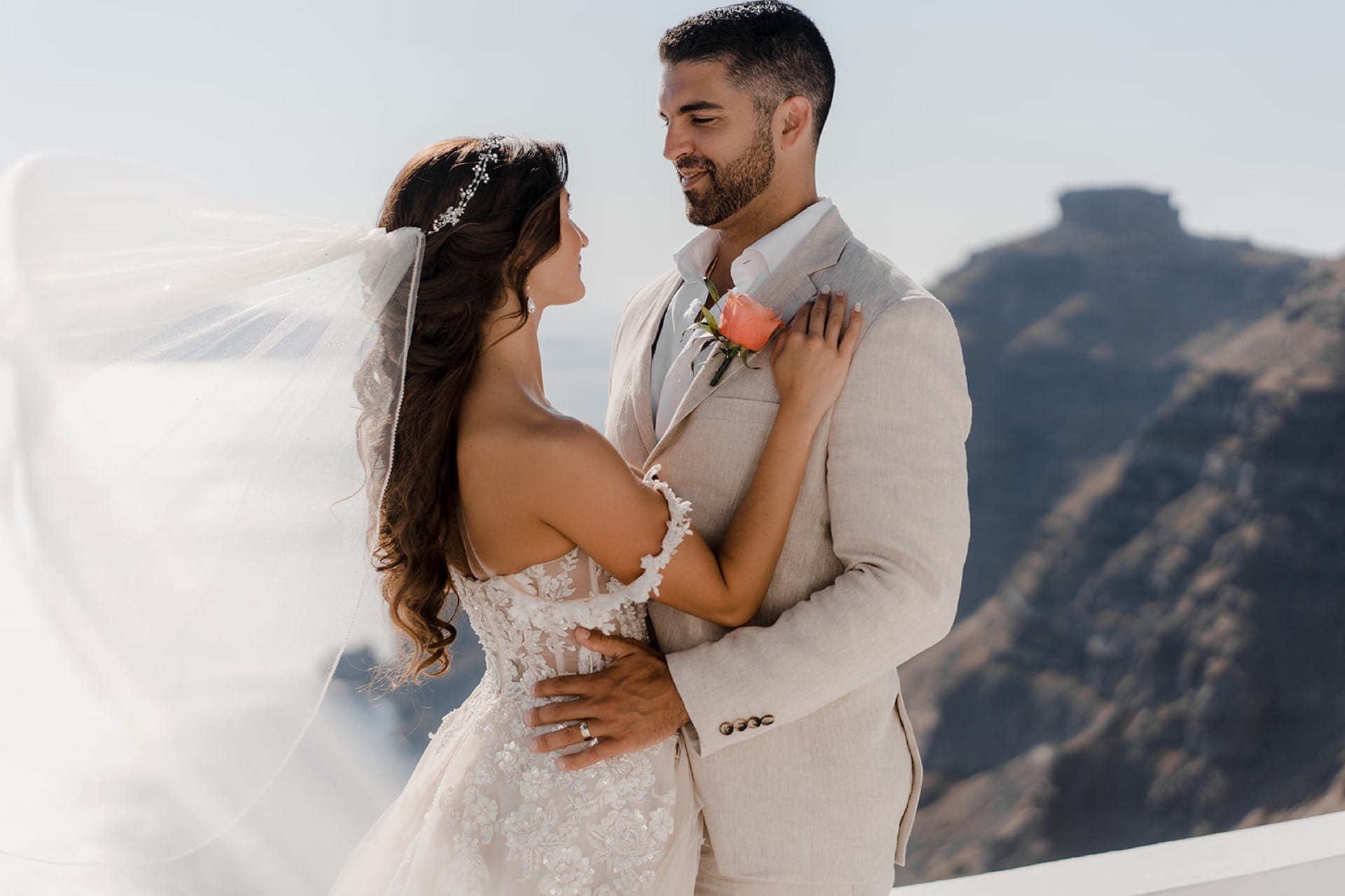 Romantic moment between Groom and Bride