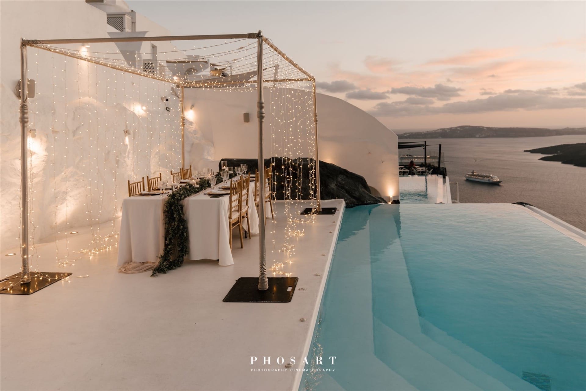 Decorated Dining Venue during sunset