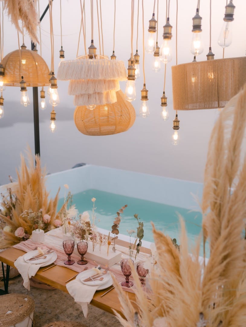 Beautiful Decoration of Dining Venue with lights and plants