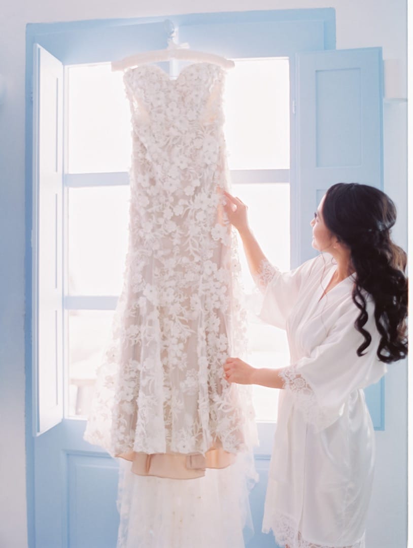 Bride with her wedding dress