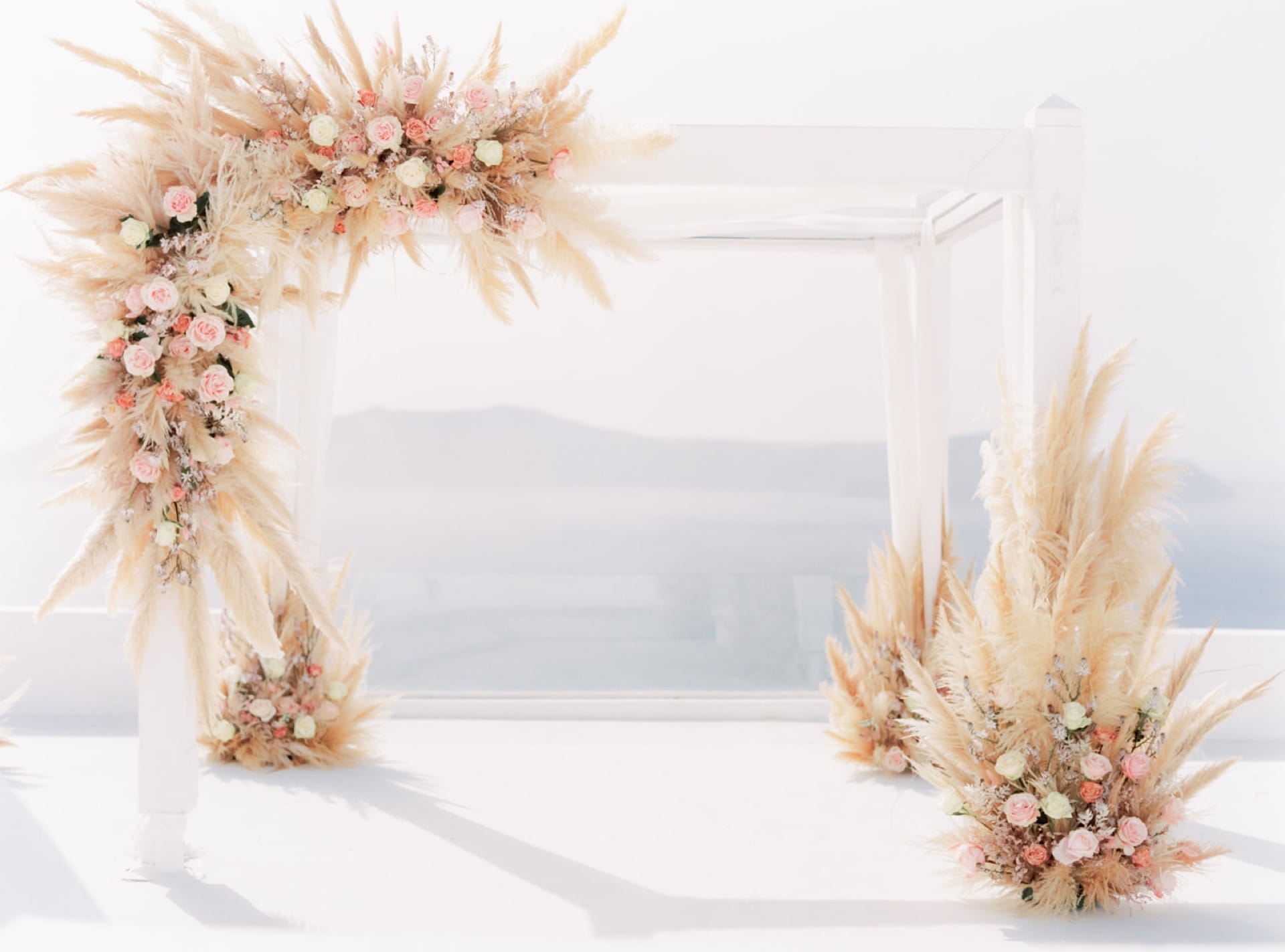 Decorated wedding venue with windrow