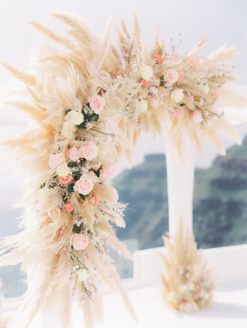 Decorated wedding venue with windrow